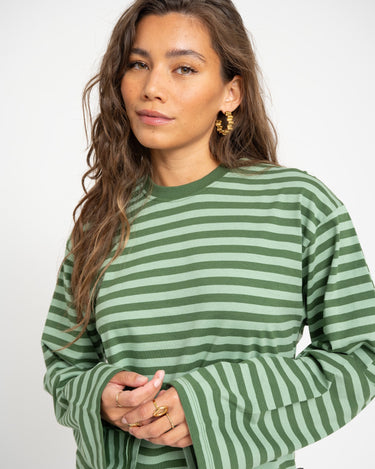TILTIL Longsleeve Striped Doka Tee Green - Things I Like Things I Love