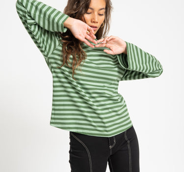 TILTIL Longsleeve Striped Doka Tee Green - Things I Like Things I Love