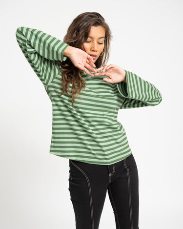 TILTIL Longsleeve Striped Doka Tee Green - Things I Like Things I Love