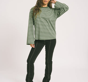 TILTIL Longsleeve Striped Doka Tee Green - Things I Like Things I Love