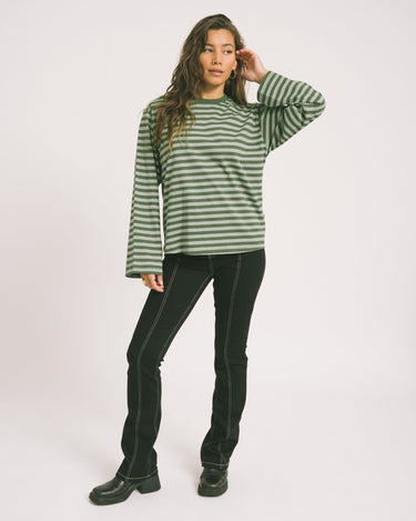 TILTIL Longsleeve Striped Doka Tee Green - Things I Like Things I Love