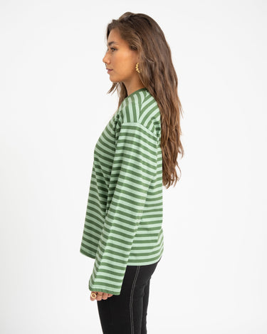 TILTIL Longsleeve Striped Doka Tee Green - Things I Like Things I Love