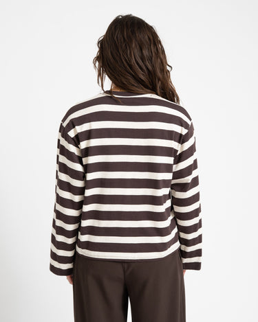 TILTIL Longsleeve Thick Striped Doka Tee Brown - Things I Like Things I Love