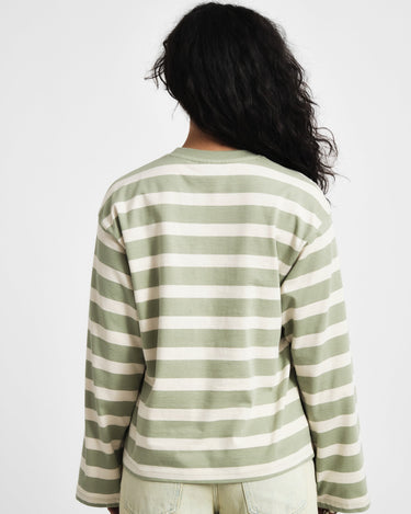 TILTIL Longsleeve Thick Striped Doka Tee Light Green - Things I Like Things I Love
