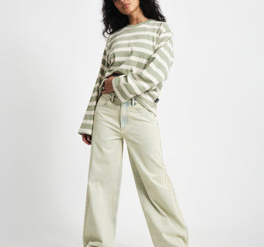 TILTIL Longsleeve Thick Striped Doka Tee Light Green - Things I Like Things I Love