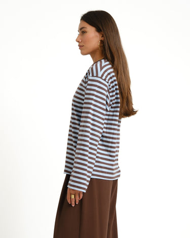 TILTIL Longsleeve Thin Striped Doka Tee Blue - Things I Like Things I Love