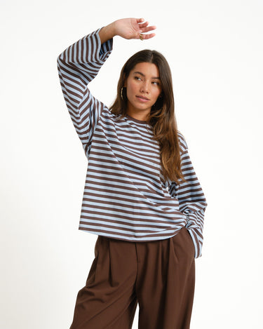 TILTIL Longsleeve Thin Striped Doka Tee Blue - Things I Like Things I Love