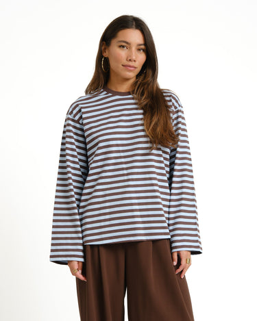 TILTIL Longsleeve Thin Striped Doka Tee Blue - Things I Like Things I Love