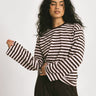 TILTIL Longsleeve Thin Striped Doka Tee Brown Pink - Things I Like Things I Love