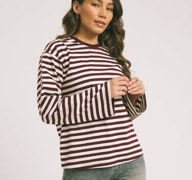 TILTIL Longsleeve Thin Striped Doka Tee Dark Purple - Things I Like Things I Love