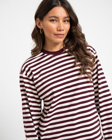 TILTIL Longsleeve Thin Striped Doka Tee Dark Purple - Things I Like Things I Love