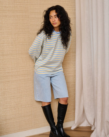 TILTIL Longsleeve Thin Striped Doka Tee Light Blue - Things I Like Things I Love