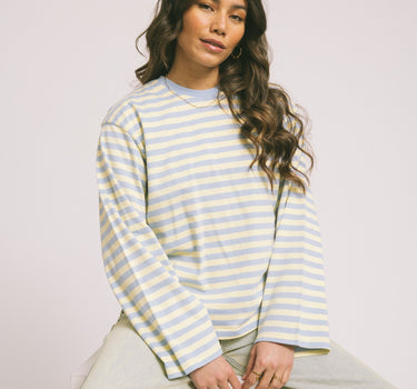TILTIL Longsleeve Thin Striped Doka Tee Light Blue - Things I Like Things I Love