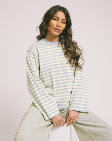 TILTIL Longsleeve Thin Striped Doka Tee Light Blue - Things I Like Things I Love
