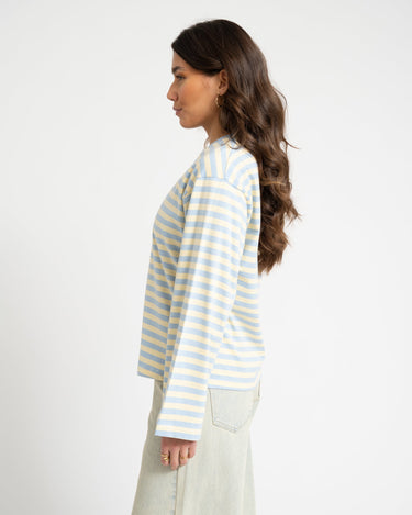 TILTIL Longsleeve Thin Striped Doka Tee Light Blue - Things I Like Things I Love