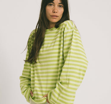 TILTIL Longsleeve Thin Striped Doka Tee Matcha Green - Things I Like Things I Love
