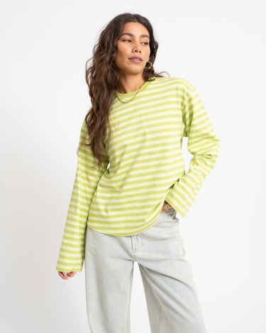 TILTIL Longsleeve Thin Striped Doka Tee Matcha Green - Things I Like Things I Love