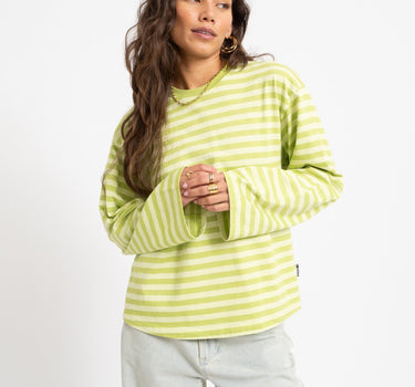 TILTIL Longsleeve Thin Striped Doka Tee Matcha Green - Things I Like Things I Love