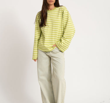 TILTIL Longsleeve Thin Striped Doka Tee Matcha Green - Things I Like Things I Love