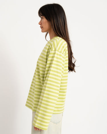 TILTIL Longsleeve Thin Striped Doka Tee Matcha Green - Things I Like Things I Love