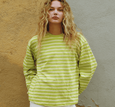 TILTIL Longsleeve Thin Striped Doka Tee Matcha Green - Things I Like Things I Love