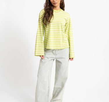TILTIL Longsleeve Thin Striped Doka Tee Matcha Green - Things I Like Things I Love