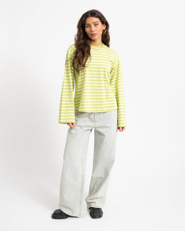 TILTIL Longsleeve Thin Striped Doka Tee Matcha Green - Things I Like Things I Love