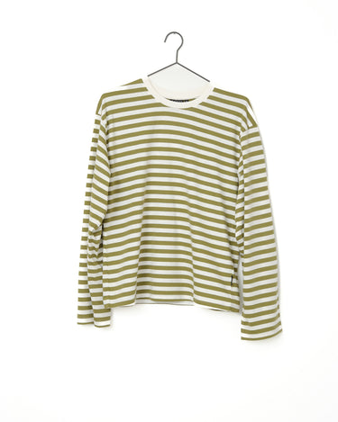 TILTIL Longsleeve Thin Striped Doka Tee Olijf Wit - Things I Like Things I Love