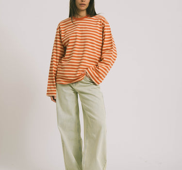 TILTIL Longsleeve Thin Striped Doka Tee Orange - Things I Like Things I Love