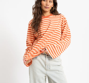 TILTIL Longsleeve Thin Striped Doka Tee Orange - Things I Like Things I Love