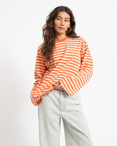 TILTIL Longsleeve Thin Striped Doka Tee Orange - Things I Like Things I Love
