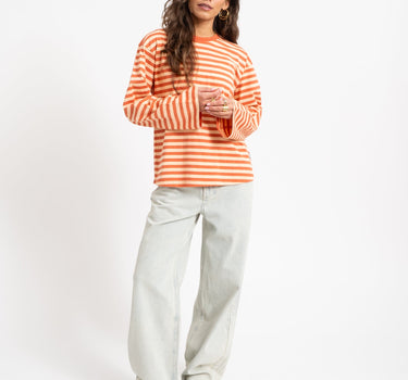 TILTIL Longsleeve Thin Striped Doka Tee Orange - Things I Like Things I Love