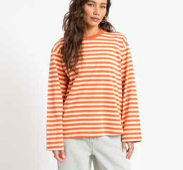 TILTIL Longsleeve Thin Striped Doka Tee Orange - Things I Like Things I Love