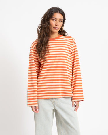 TILTIL Longsleeve Thin Striped Doka Tee Orange - Things I Like Things I Love