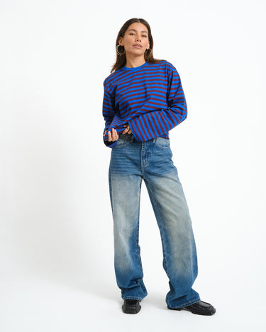 TILTIL Longsleeve Thin Striped Doka Tee Rood Cobalt - Things I Like Things I Love