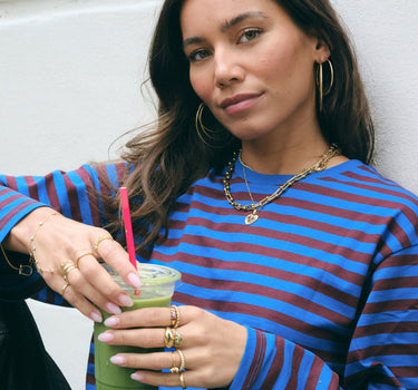 TILTIL Longsleeve Thin Striped Doka Tee Rood Cobalt - Things I Like Things I Love