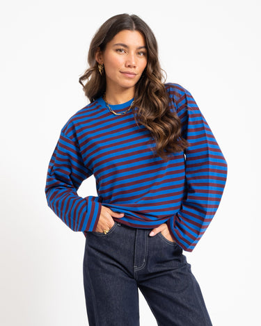 TILTIL Longsleeve Thin Striped Doka Tee Rood Cobalt - Things I Like Things I Love