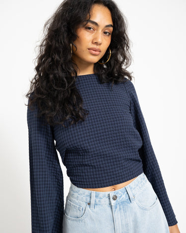 TILTIL Lotta Open Back Blouse Darkblue - Things I Like Things I Love