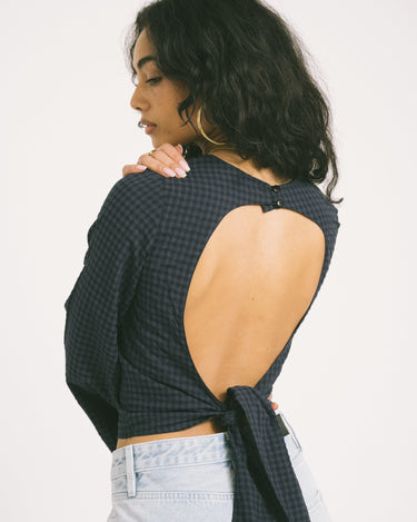 TILTIL Lotta Open Back Blouse Darkblue - Things I Like Things I Love