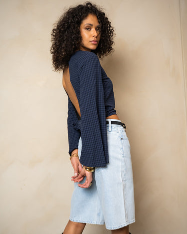 TILTIL Lotta Open Back Blouse Darkblue - Things I Like Things I Love