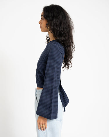 TILTIL Lotta Open Back Blouse Darkblue - Things I Like Things I Love