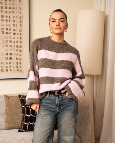 TILTIL Lottie Knit Striped Brown Pink One Size - Things I Like Things I Love