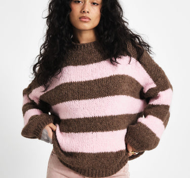 TILTIL Lottie Knit Striped Brown Pink One Size - Things I Like Things I Love