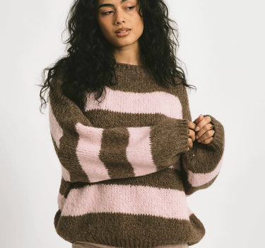 TILTIL Lottie Knit Striped Brown Pink One Size - Things I Like Things I Love