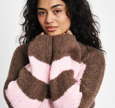 TILTIL Lottie Knit Striped Brown Pink One Size - Things I Like Things I Love