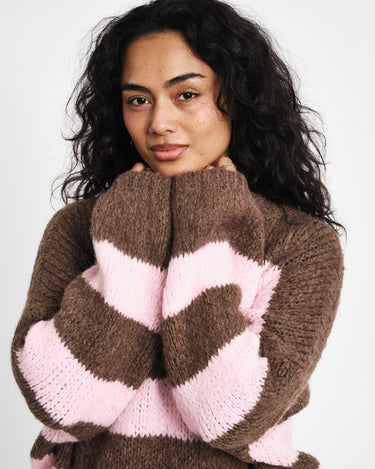 TILTIL Lottie Knit Striped Brown Pink One Size - Things I Like Things I Love