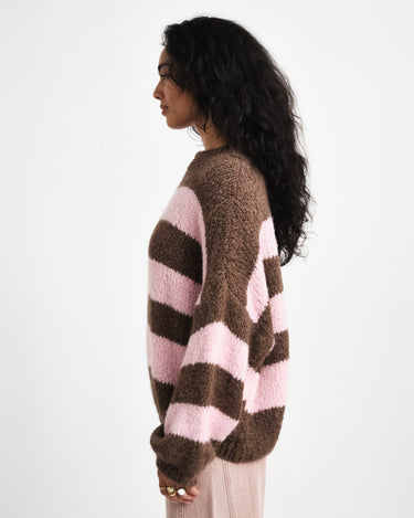 TILTIL Lottie Knit Striped Brown Pink One Size - Things I Like Things I Love