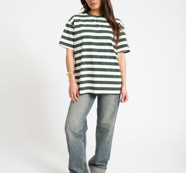 TILTIL Loua Tee Stripe Sage Green One Size - Things I Like Things I Love