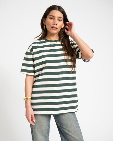TILTIL Loua Tee Stripe Sage Green One Size - Things I Like Things I Love