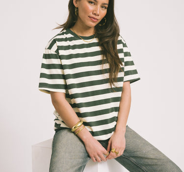 TILTIL Loua Tee Stripe Sage Green One Size - Things I Like Things I Love